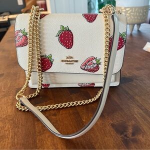 SOLD  Coach White Strawberry Print Women's Bag